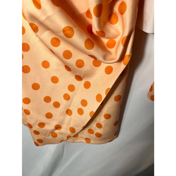 ASOS DESIGN Polka Dot Square Neck Wrap Dress Orange Peach Size 8 NWT - Picture 6 of 9
